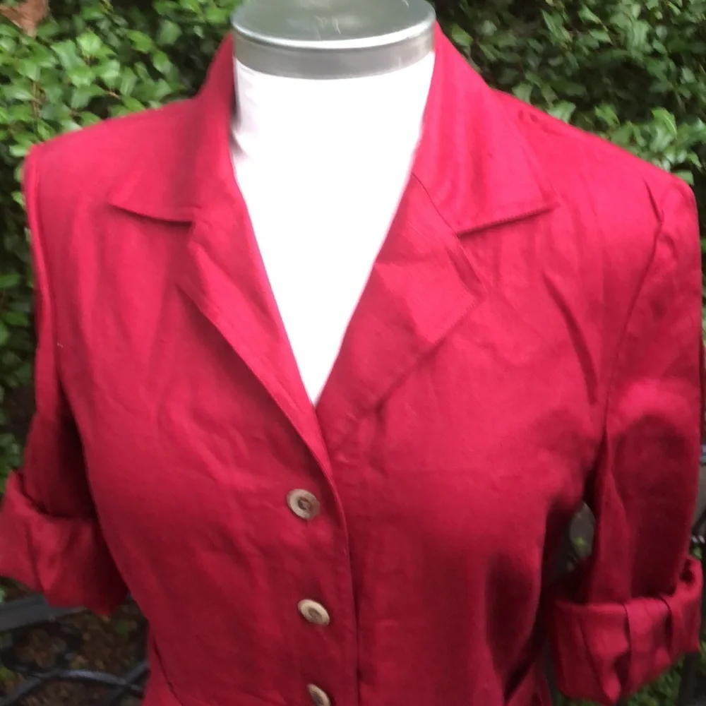 Ellen Tracy burgundy Linen Boho Dress - Picture 7 of 9